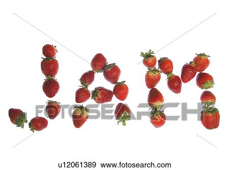 Strawberries spelling the word jam View Large Photo Image Stock Photo - Strawberries spelling the word jam. Fotosearch