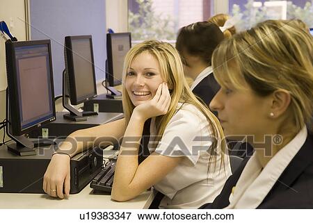 Stock Photo - Students in the computer lab. Fotosearch