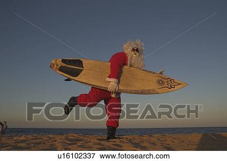 Surfing Santa View Large Photo Image Stock Photo - Surfing Santa. Fotosearch
