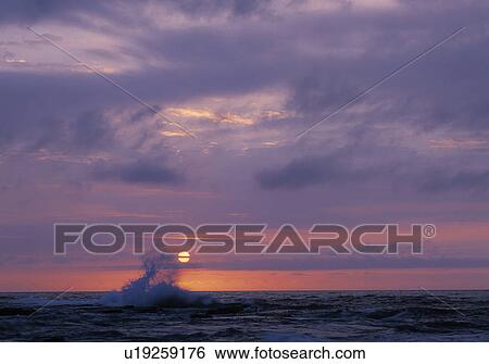Waves at sunset View Large Photo Image Stock Photograph - Waves at sunset. Fotosearch