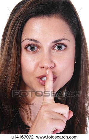 Woman telling people to be quite View Large Photo Image Stock Image - Woman telling people to be quite. Fotosearch