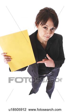 Woman with a piece of paper View Large Photo Image Stock Image - Woman with a piece of paper. Fotosearch