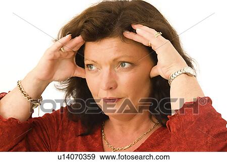 Woman with headache View Large Photo Image Stock Photo - Woman with headache. Fotosearch
