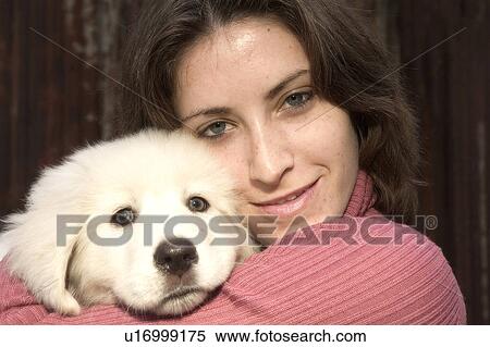 Woman with puppy View Large Photo Image Stock Photography - Woman with puppy. Fotosearch