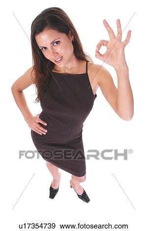 Stock Photo - Woman with the OK sign. Fotosearch