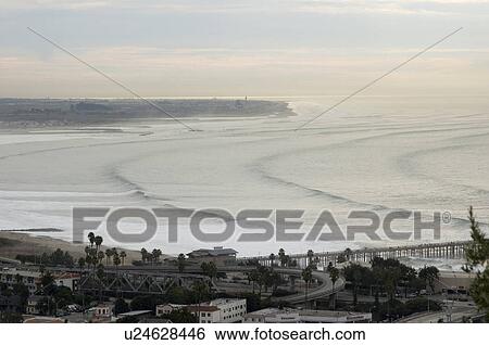 Stock Photograph - A huge winter swell hits Ventura California USA. Fotosearch