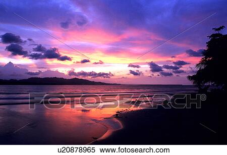 Stock Photography - Amazing sunset on the beach. Fotosearch