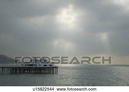 Picture - Building at the end of a pier. Fotosearch