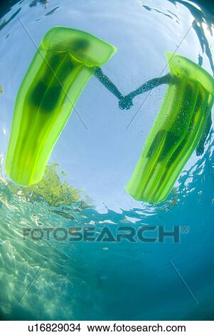 Couple on two green rafts holding hands View Large Photo Image Picture - Couple on two green rafts holding hands. Fotosearch