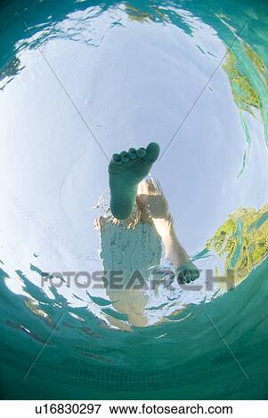 Stock Photo - Female's feet from under water. Fotosearch
