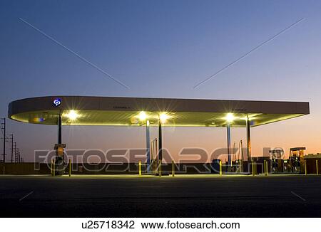 Gas station at night View Large Photo Image Stock Image - Gas station at night. Fotosearch