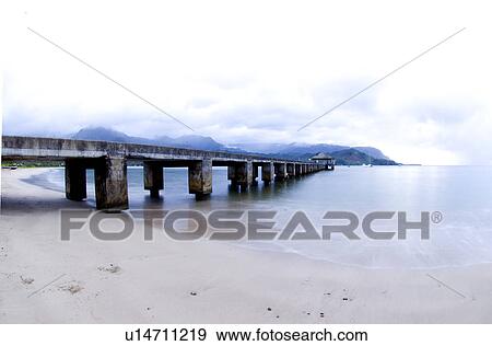 Stock Photo - Hanalei Bay peir Princeville Kauai Hawaii USA. Fotosearch