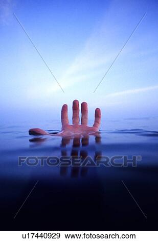 Stock Photo - Hand rising out of the water. Fotosearch