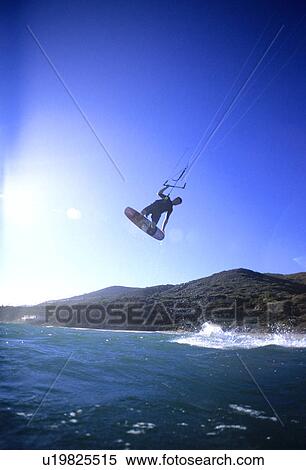 Kite Surfer in the air View Large Photo Image Stock Photography - Kite Surfer in the air. Fotosearch