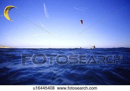 Kite Surfer kite surfing Leo Carrillo State Beach California USA View Large Photo Image Stock Photo - Kite Surfer kite surfing Leo Carrillo State Beach California USA. Fotosearch