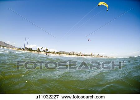 Kite surfer View Large Photo Image Stock Photo - Kite surfer. Fotosearch