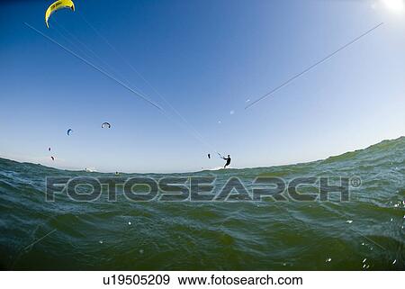 Kite surfer View Large Photo Image Stock Photo - Kite surfer. Fotosearch