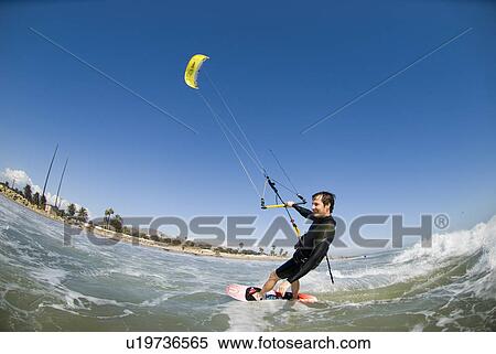 Kite surfing View Large Photo Image Stock Photography - Kite surfing. Fotosearch