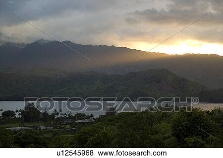Stock Photo - Over looking Hanalei Bay Princeville Kauai, Hawaii USA. Fotosearch