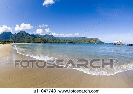 The beach at Hanalei Bay Princeville Kauai Hawaii USA View Large Photo Image Stock Image - The beach at Hanalei Bay Princeville Kauai Hawaii USA. Fotosearch