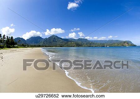 The beach at Hanalei Bay Princeville Kauai Hawaii USA View Large Photo Image Stock Image - The beach at Hanalei Bay Princeville Kauai Hawaii USA. Fotosearch