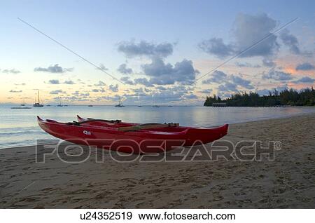 Stock Photo - The beach at Hanalei Bay Princeville Kauai Hawaii USA. Fotosearch