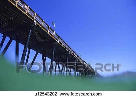 Stock Image - The Ventura pier shot from the water line, Ventura, California, USA.. Fotosearch