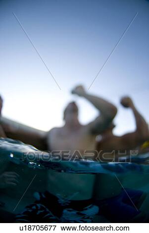 Two males chugging beer in a pool View Large Photo Image Stock Photo - Two males chugging beer in a pool. Fotosearch