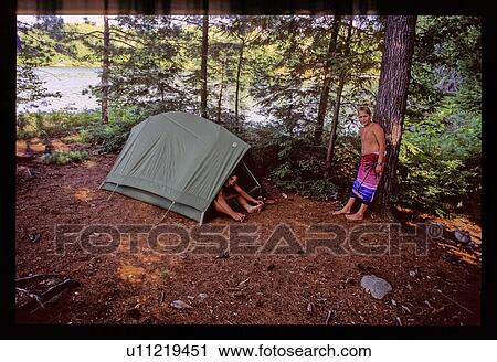 Camping in the woods View Large Photo Image Stock Image - Camping in the woods. Fotosearch