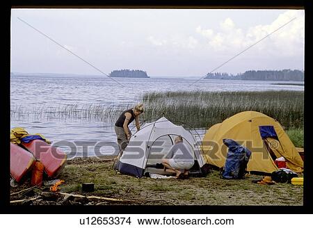 Picture - Camping on a shore. Fotosearch