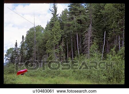 Stock Image - Carrying a canoe. Fotosearch