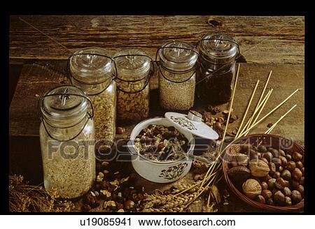 Stock Image - Grains and Nuts. Fotosearch
