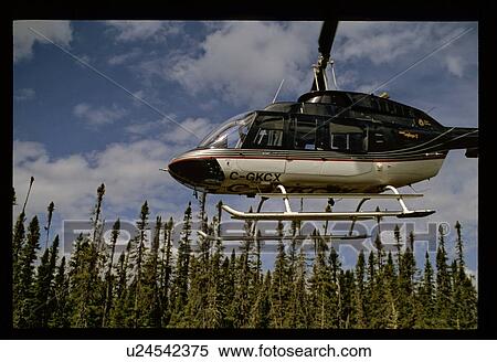 Stock Photography - Helicopter over a forest . Fotosearch