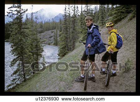 Stock Image - Mountain biking. Fotosearch