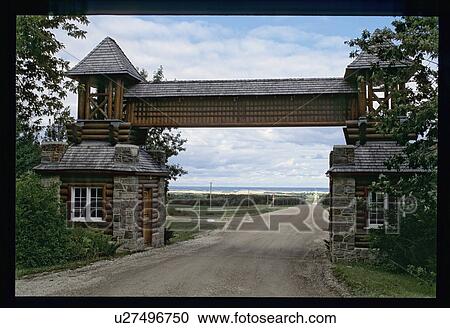 Stock Image - Walking bridge over a road. Fotosearch