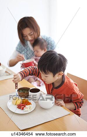 Picture - Boy Having Breakfast. Fotosearch