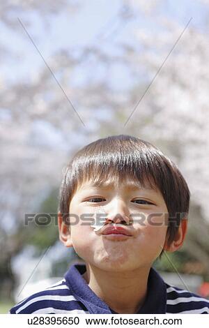 Boy Holding Cherry Blossom Flower Between Lips and Nose View Large Photo Image Stock Image - Boy Holding Cherry Blossom Flower Between Lips and Nose. Fotosearch