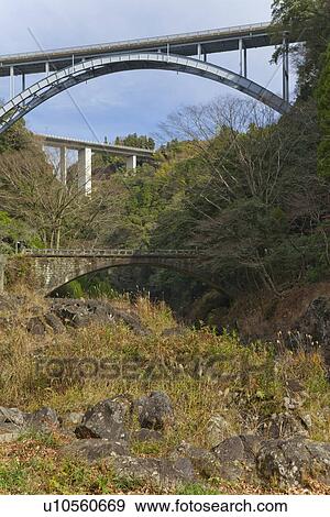 Bridges at Takachiho Gorge View Large Photo Image Stock Photo - Bridges at Takachiho Gorge. Fotosearch