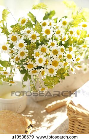 Bunch of Flowers, Bread and Butter on Table View Large Photo Image Stock Photo - Bunch of Flowers, Bread and Butter on Table. Fotosearch