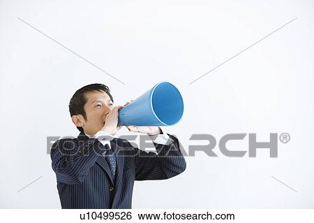 Stock Photograph - Businessman with Megaphone. Fotosearch