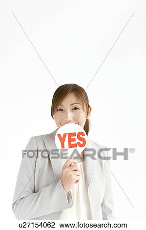 Businesswoman with Yes Sign View Large Photo Image Stock Image - Businesswoman with Yes Sign. Fotosearch