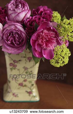 Stock Photo - Chinese Peony (Paeonia lactiflora) in a vase. Fotosearch