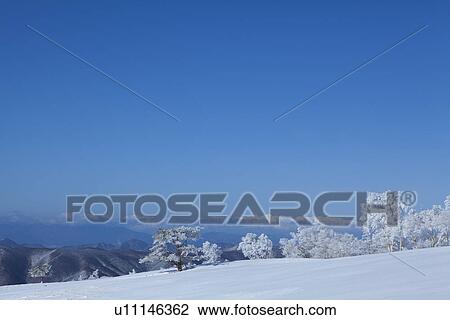 Stock Image - Clear Blue Sky Over Mountains. Fotosearch