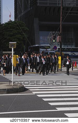Commuters Crossing Street View Large Photo Image Stock Photo - Commuters Crossing Street. Fotosearch