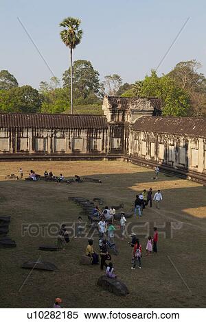 Stock Photography - Courtyard at Angkor Wat. Fotosearch