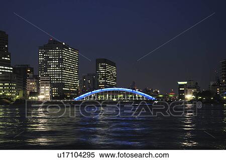 Eitai bridge at night, Chuo ward, Tokyo Prefecture, Honshu, Japan View Large Photo Image Stock Photography - Eitai bridge at night, Chuo ward, Tokyo Prefecture, Honshu, Japan. Fotosearch