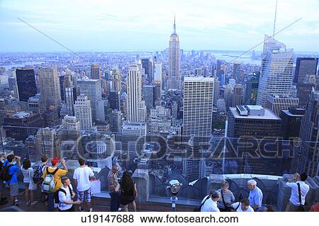 Empire State Building Seen From Rock Observation View Large Photo Image Stock Photo - Empire State Building Seen From Rock Observation. Fotosearch