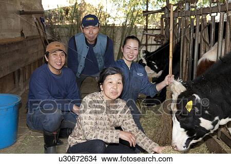Picture - Farmer's Family. Fotosearch