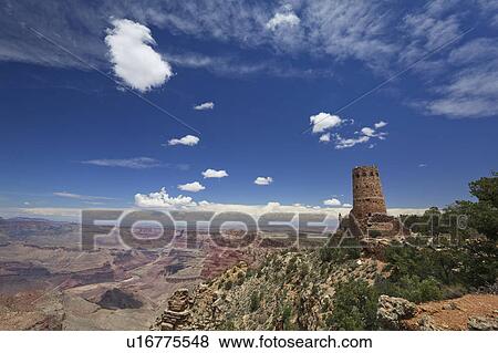 Stock Photo - Grand Canyon Dessert and Watch Tower. Fotosearch