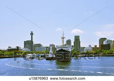 Stock Image - Hikawa-maru at Yokohama Port. Fotosearch